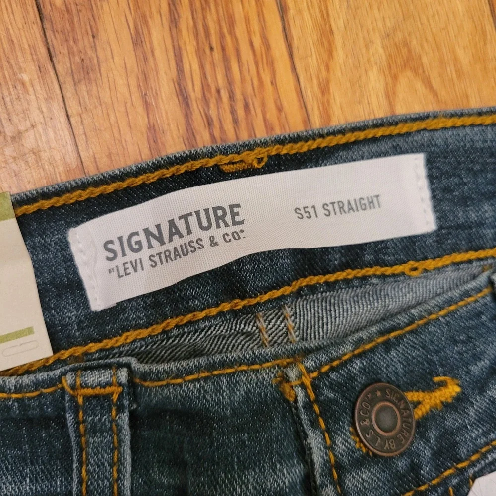 Signature Levi Strauss S51 Straight‎ Fit Flex Jeans 32x32 Blue Denim IRREGULAR
